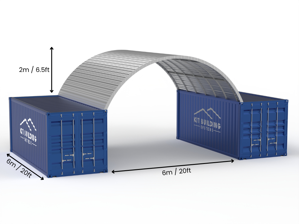 Pensiline per contenitori in acciaio - 20ft x 20ft x 6,5ft (6m x 6m x 2m)