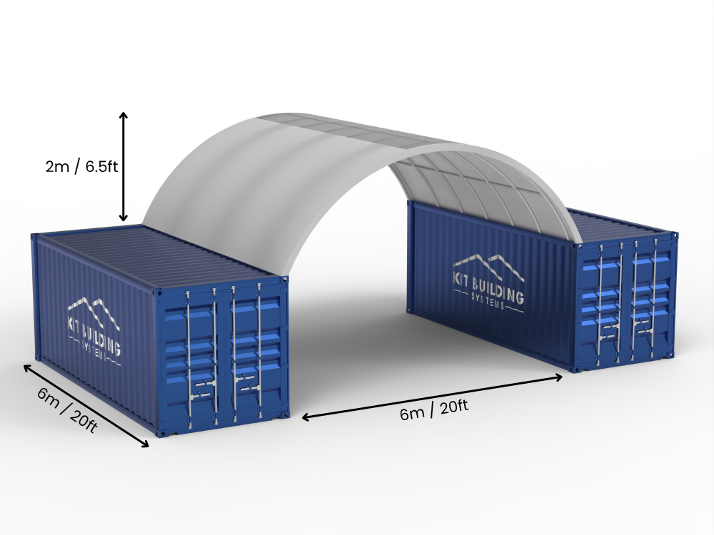 Campata 6m (20ft) | Tende Container Larghezza 20ft, Altezza 6,5ft (6m x 2m)