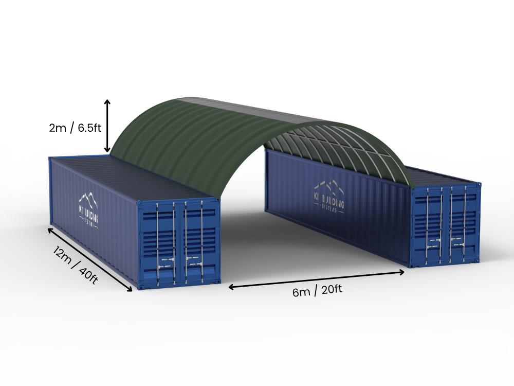 Campata 6m (20ft) | Tende Container Larghezza 20ft, Altezza 6,5ft (6m x 2m)