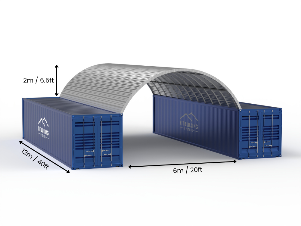Pensiline per Container in Acciaio - 20ft x 40ft x 6,5ft (6m x 12m x 2m)