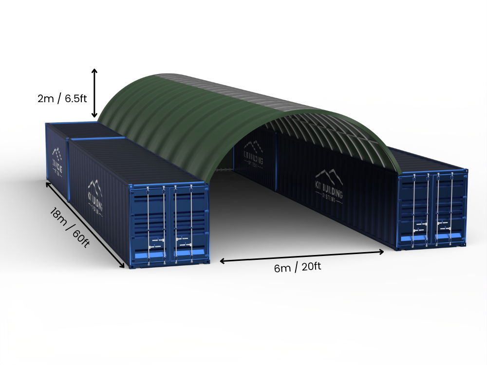 Campata 6m (20ft) | Tende Container Larghezza 20ft, Altezza 6,5ft (6m x 2m)