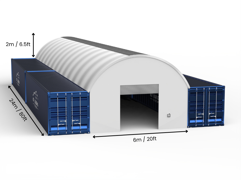 Campata 6m (20ft) | Tende Container Larghezza 20ft, Altezza 6,5ft (6m x 2m)