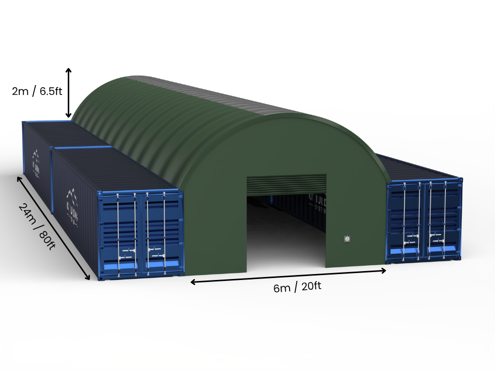 Campata 6m (20ft) | Tende Container Larghezza 20ft, Altezza 6,5ft (6m x 2m)