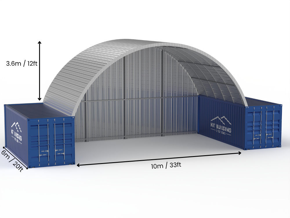 Campata da 10m (33ft) | Pensiline per container in acciaio - 33ft x 12ft (10m x 3,6m)