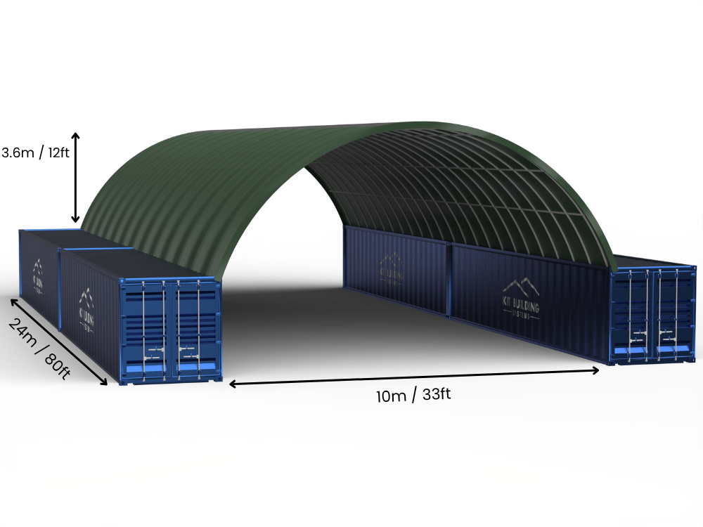 Apertura 10m (33ft) | Tende Container - 33ft x 12ft (10m x 3,6m)