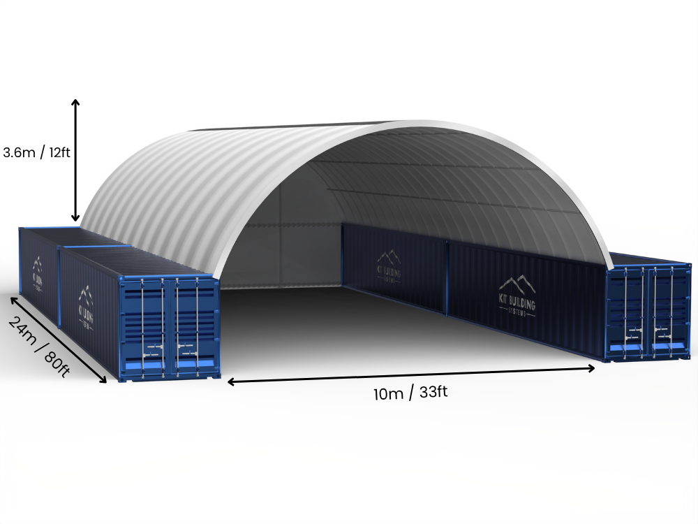 Apertura 10m (33ft) | Tende Container - 33ft x 12ft (10m x 3,6m)