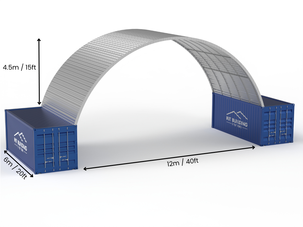 Campata da 12m (40ft) | Pensiline per container in acciaio - 40ft x 15ft (12m x 4,5m)