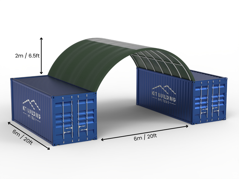 Campata 6m (20ft) | Tende Container Larghezza 20ft, Altezza 6,5ft (6m x 2m)