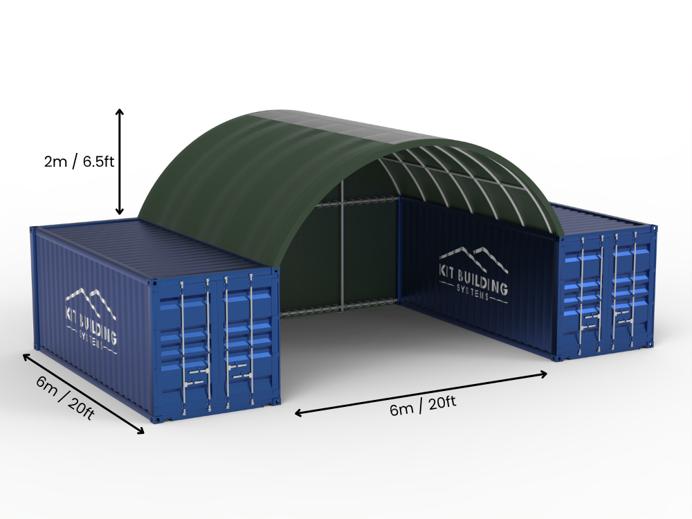 Campata 6m (20ft) | Tende Container Larghezza 20ft, Altezza 6,5ft (6m x 2m)