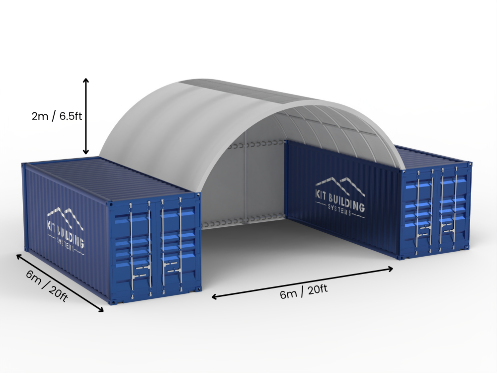 Campata 6m (20ft) | Tende Container Larghezza 20ft, Altezza 6,5ft (6m x 2m)