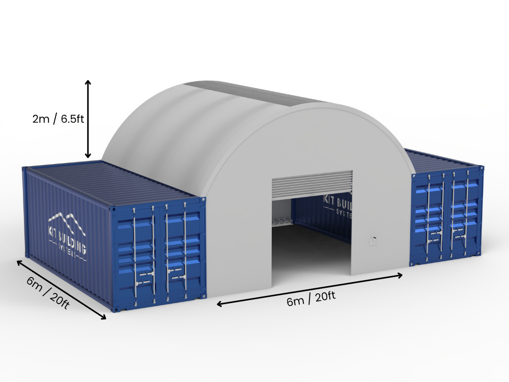 Campata 6m (20ft) | Tende Container Larghezza 20ft, Altezza 6,5ft (6m x 2m)