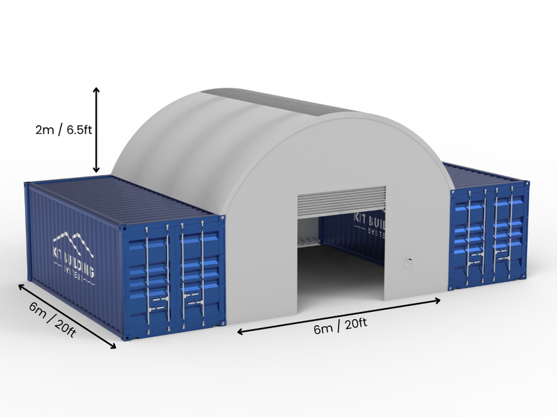 Campata 6m (20ft) | Tende Container Larghezza 20ft, Altezza 6,5ft (6m x 2m)