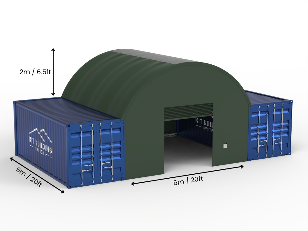 Campata 6m (20ft) | Tende Container Larghezza 20ft, Altezza 6,5ft (6m x 2m)
