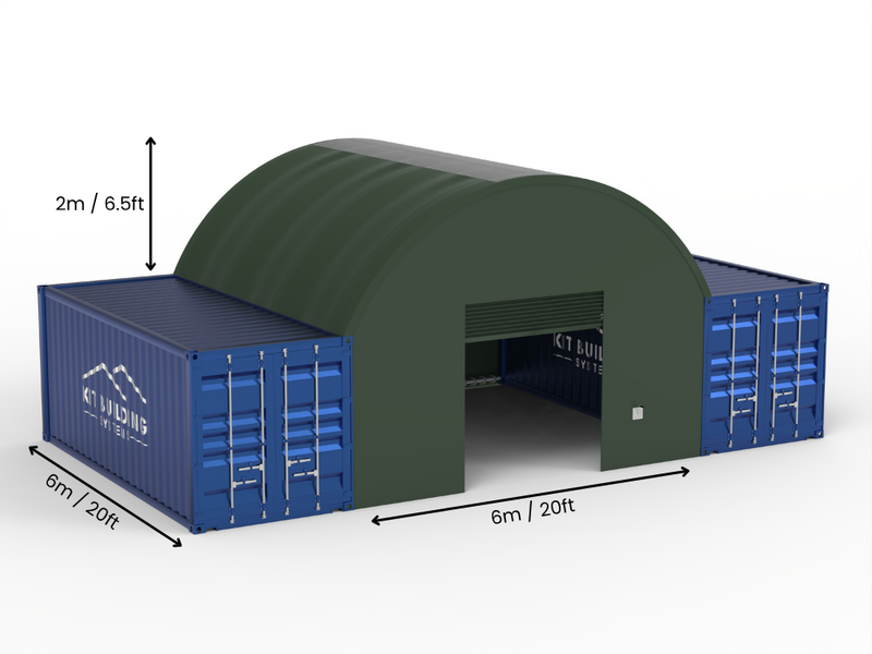 Campata 6m (20ft) | Tende Container Larghezza 20ft, Altezza 6,5ft (6m x 2m)