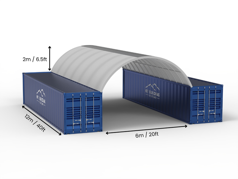 Campata 6m (20ft) | Tende Container Larghezza 20ft, Altezza 6,5ft (6m x 2m)