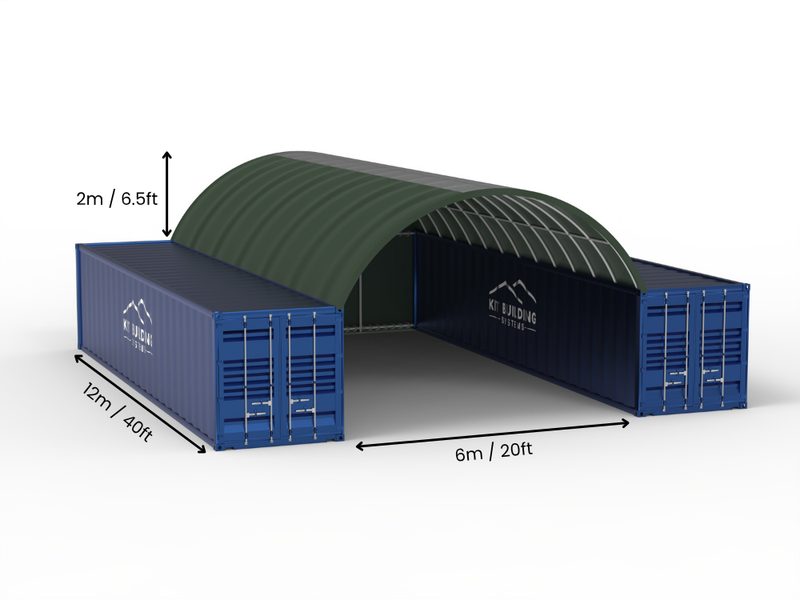 Campata 6m (20ft) | Tende Container Larghezza 20ft, Altezza 6,5ft (6m x 2m)