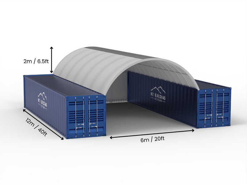 Campata 6m (20ft) | Tende Container Larghezza 20ft, Altezza 6,5ft (6m x 2m)