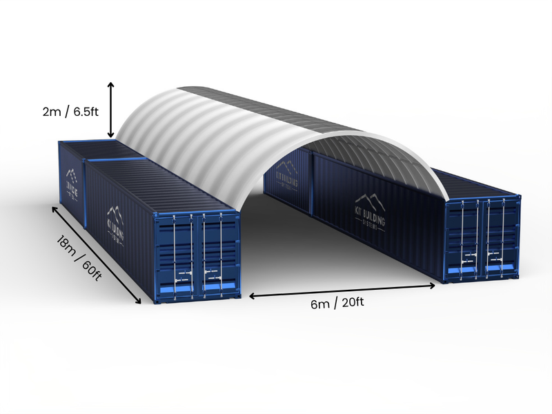 Campata 6m (20ft) | Tende Container Larghezza 20ft, Altezza 6,5ft (6m x 2m)