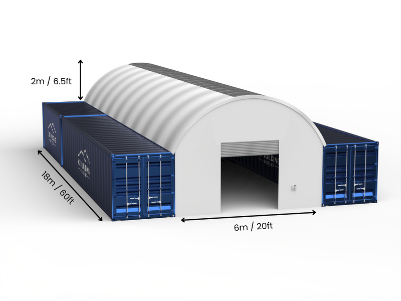 Campata 6m (20ft) | Tende Container Larghezza 20ft, Altezza 6,5ft (6m x 2m)