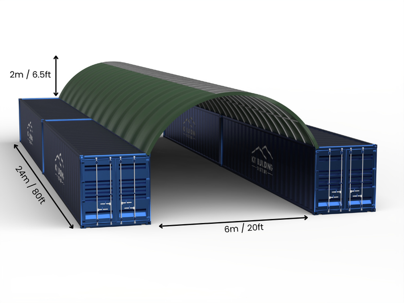 Campata 6m (20ft) | Tende Container Larghezza 20ft, Altezza 6,5ft (6m x 2m)