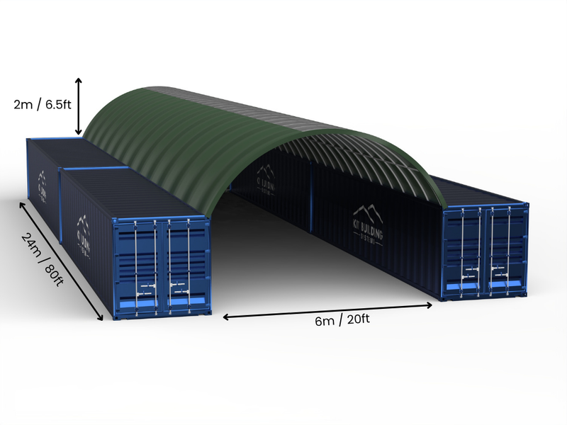 Campata 6m (20ft) | Tende Container Larghezza 20ft, Altezza 6,5ft (6m x 2m)