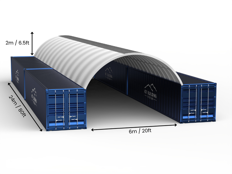 Campata 6m (20ft) | Tende Container Larghezza 20ft, Altezza 6,5ft (6m x 2m)