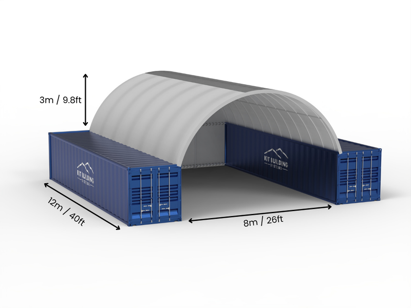 Campata 8m (26ft) | Tende Container Larghezza 26ft, Altezza 10ft (8m x 3m)