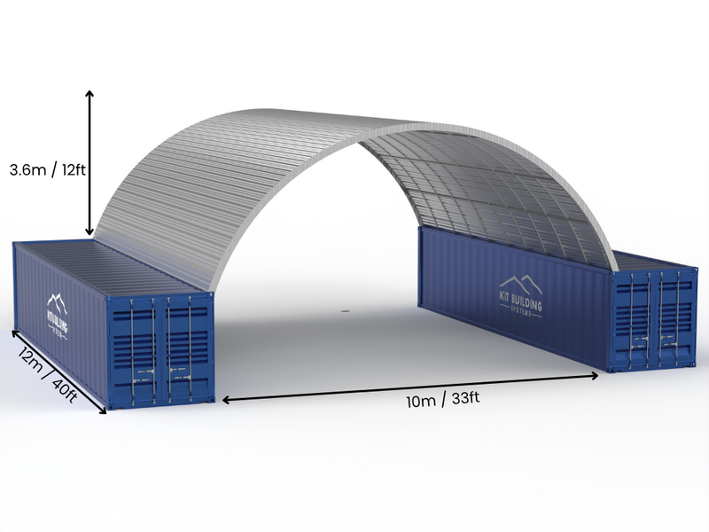 Campata da 10m (33ft) | Pensiline per container in acciaio - 33ft x 12ft (10m x 3,6m)