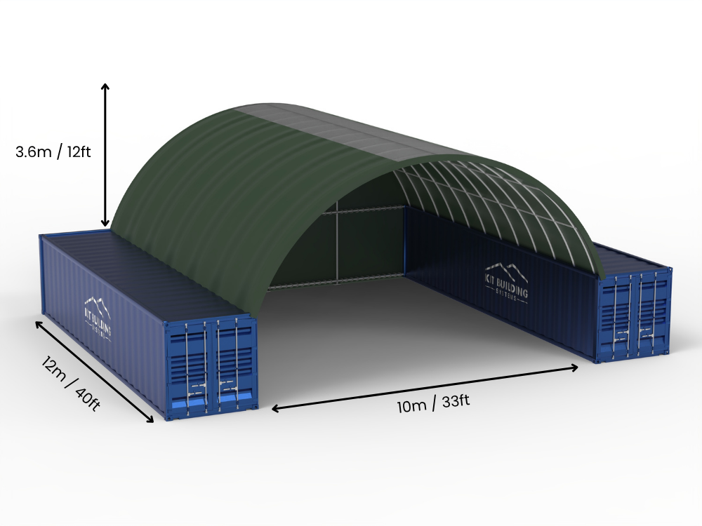 Apertura 10m (33ft) | Tende Container - 33ft x 12ft (10m x 3,6m)