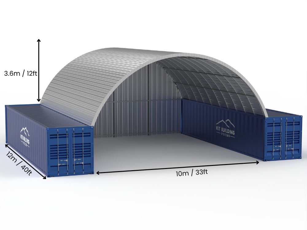 Campata da 10m (33ft) | Pensiline per container in acciaio - 33ft x 12ft (10m x 3,6m)