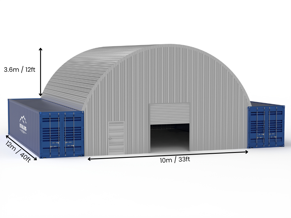 Campata da 10m (33ft) | Pensiline per container in acciaio - 33ft x 12ft (10m x 3,6m)