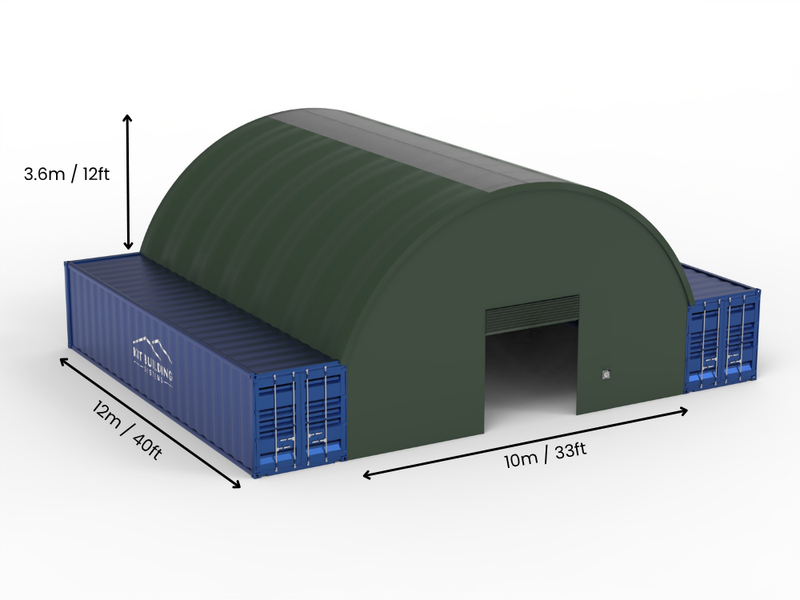 Apertura 10m (33ft) | Tende Container - 33ft x 12ft (10m x 3,6m)