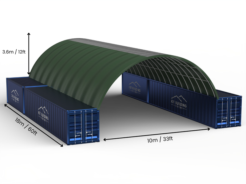 Apertura 10m (33ft) | Tende Container - 33ft x 12ft (10m x 3,6m)