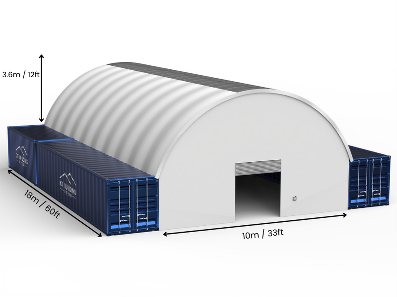 Apertura 10m (33ft) | Tende Container - 33ft x 12ft (10m x 3,6m)