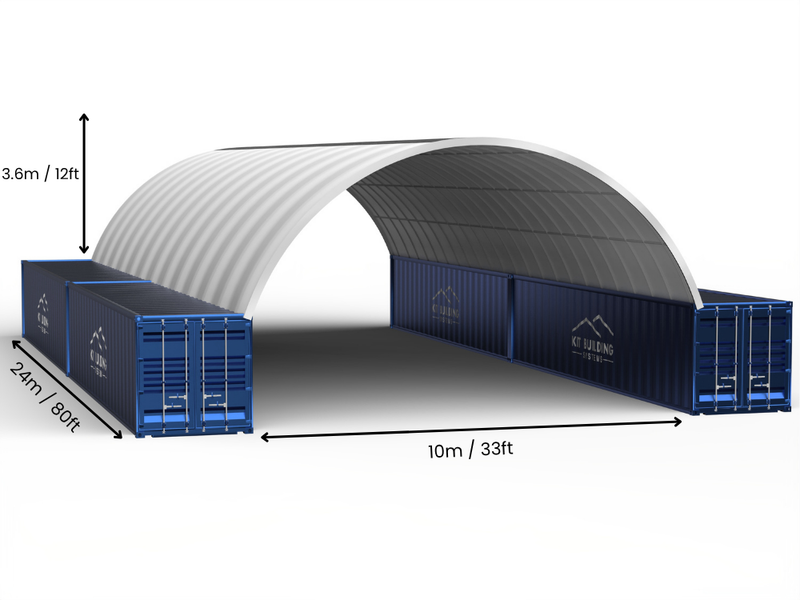 Apertura 10m (33ft) | Tende Container - 33ft x 12ft (10m x 3,6m)