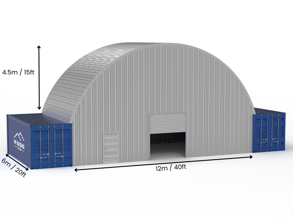 Campata da 12m (40ft) | Pensiline per container in acciaio - 40ft x 15ft (12m x 4,5m)