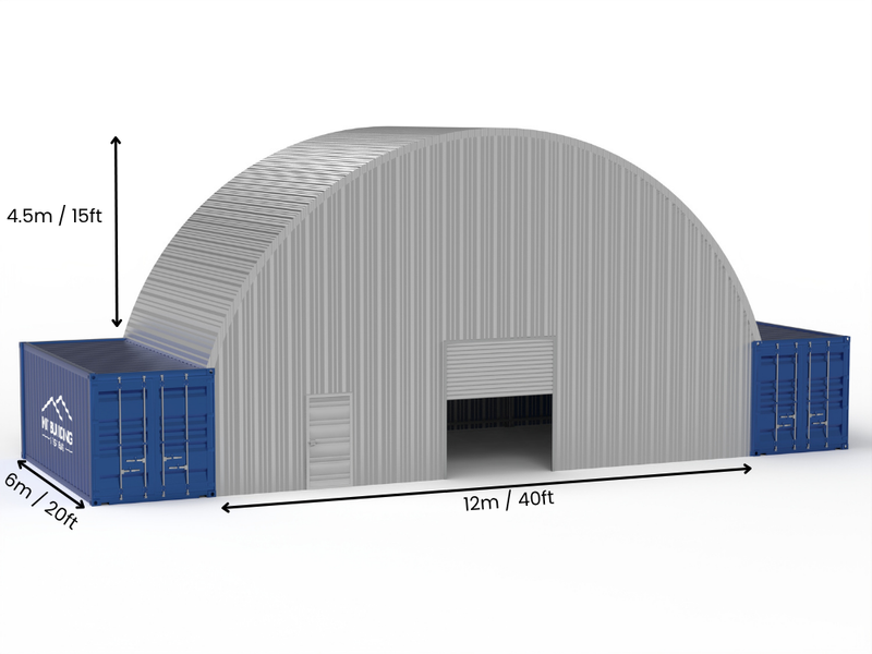 Campata da 12m (40ft) | Pensiline per container in acciaio - 40ft x 15ft (12m x 4,5m)