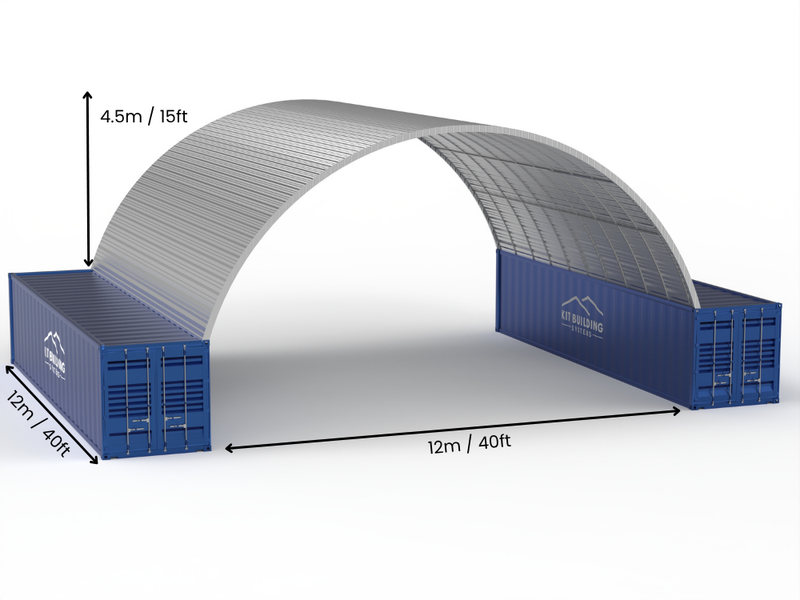 Campata da 12m (40ft) | Pensiline per container in acciaio - 40ft x 15ft (12m x 4,5m)