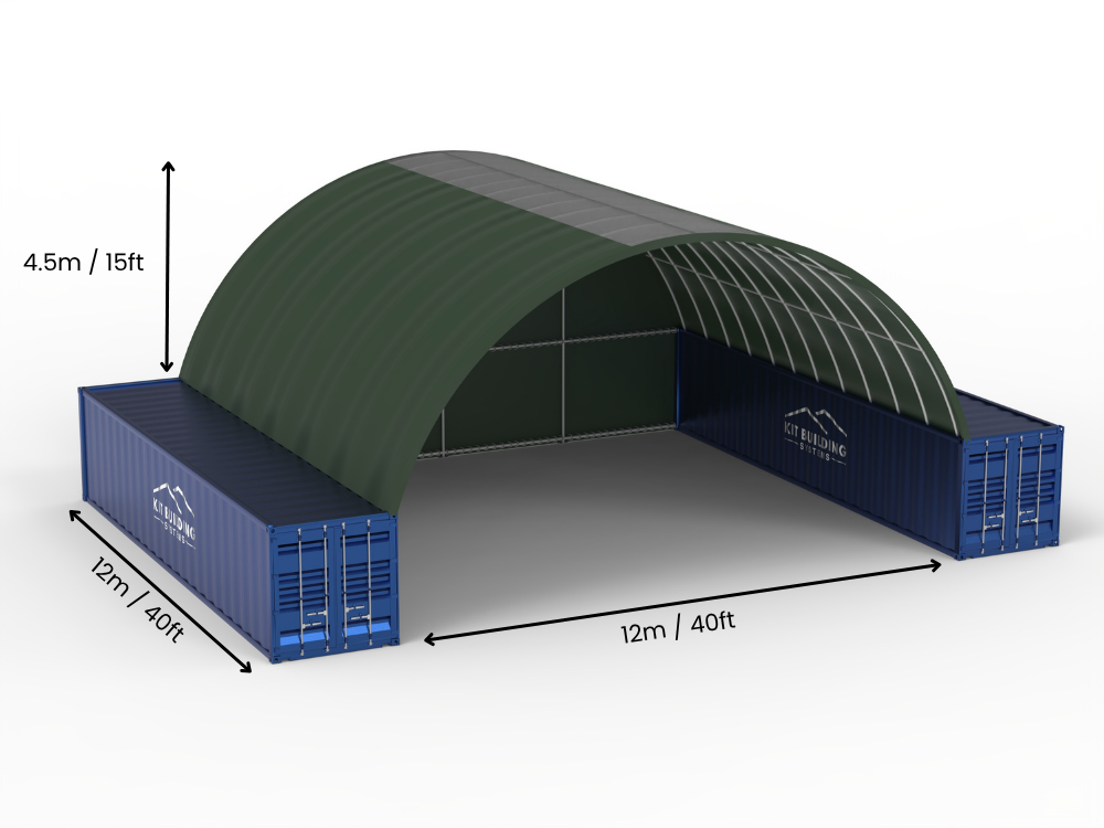 Campata da 12m (40ft) | Tende per container - 40ft x 12ft (12m x 4,5m)