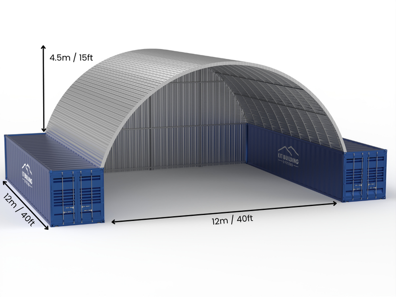 Campata da 12m (40ft) | Pensiline per container in acciaio - 40ft x 15ft (12m x 4,5m)