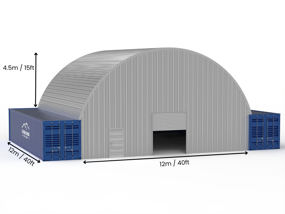 Campata da 12m (40ft) | Pensiline per container in acciaio - 40ft x 15ft (12m x 4,5m)