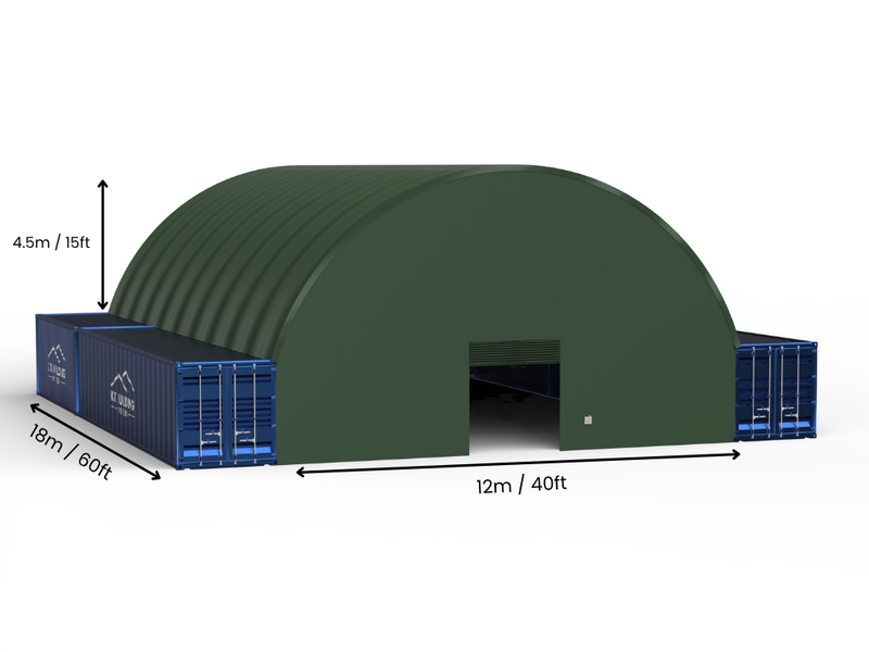 Campata da 12m (40ft) | Tende per container - 40ft x 12ft (12m x 4,5m)