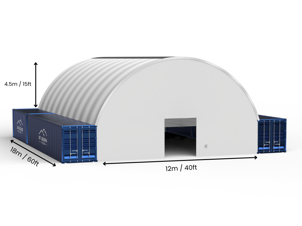 Campata da 12m (40ft) | Tende per container - 40ft x 12ft (12m x 4,5m)