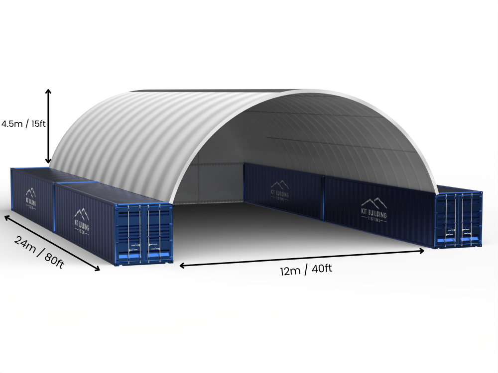 Campata da 12m (40ft) | Tende per container - 40ft x 12ft (12m x 4,5m)