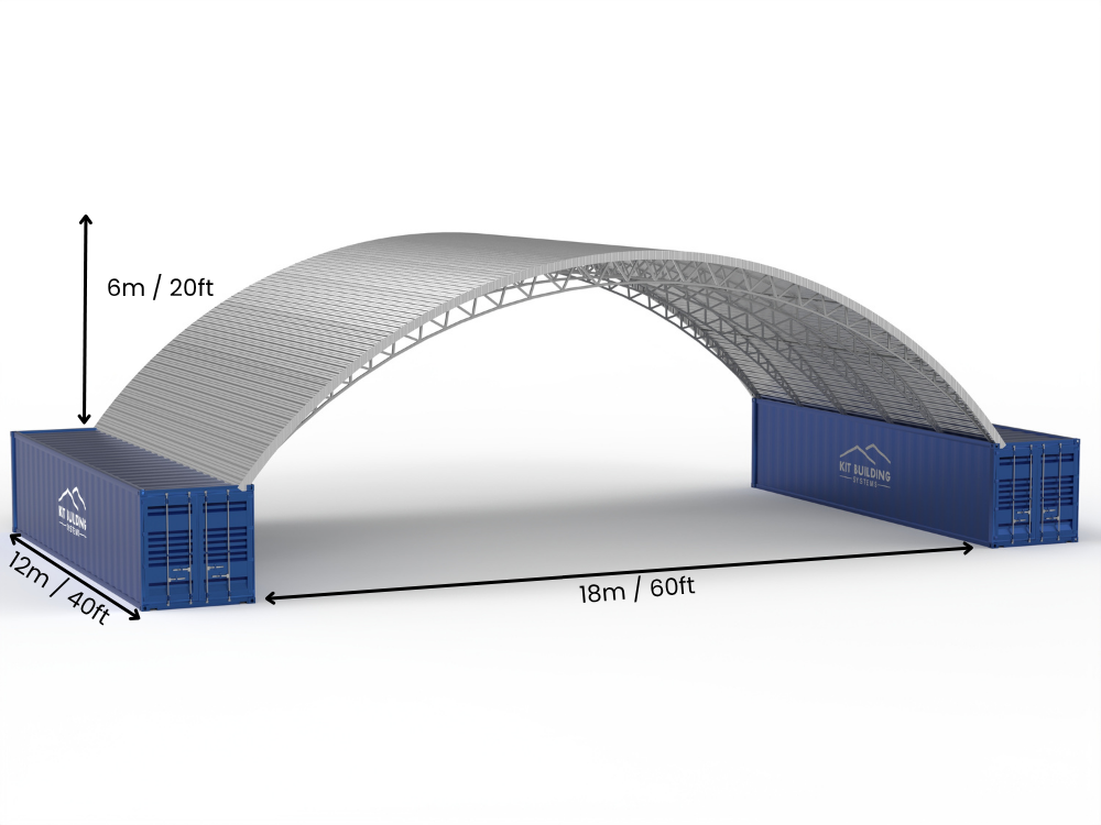Pensiline per Container in Acciaio - 60ft x 40ft x 20ft (18m x 12m x 6,1m)