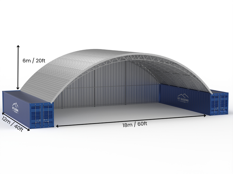Pensiline per Container in Acciaio - 60ft x 40ft x 20ft (18m x 12m x 6,1m)