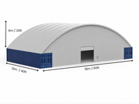 Tettoia in PVC montata esternamente su container da 18m (60ft) | 6m di altezza