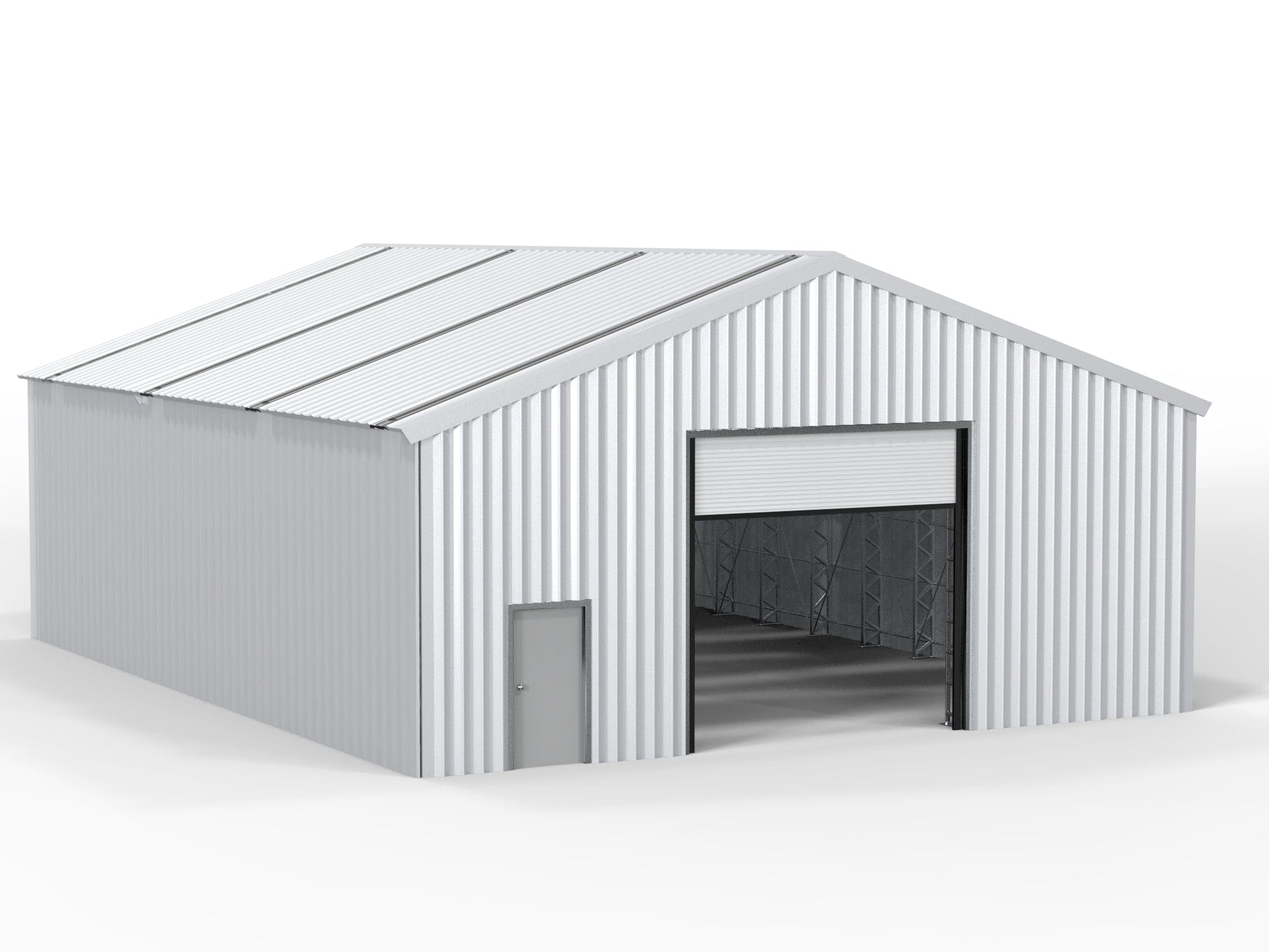 Kit Buildings 50ft x 40ft x 21ft (15x12.2x6.4m) / None (.6mm Box Section Steel Cladding) Steel Buildings