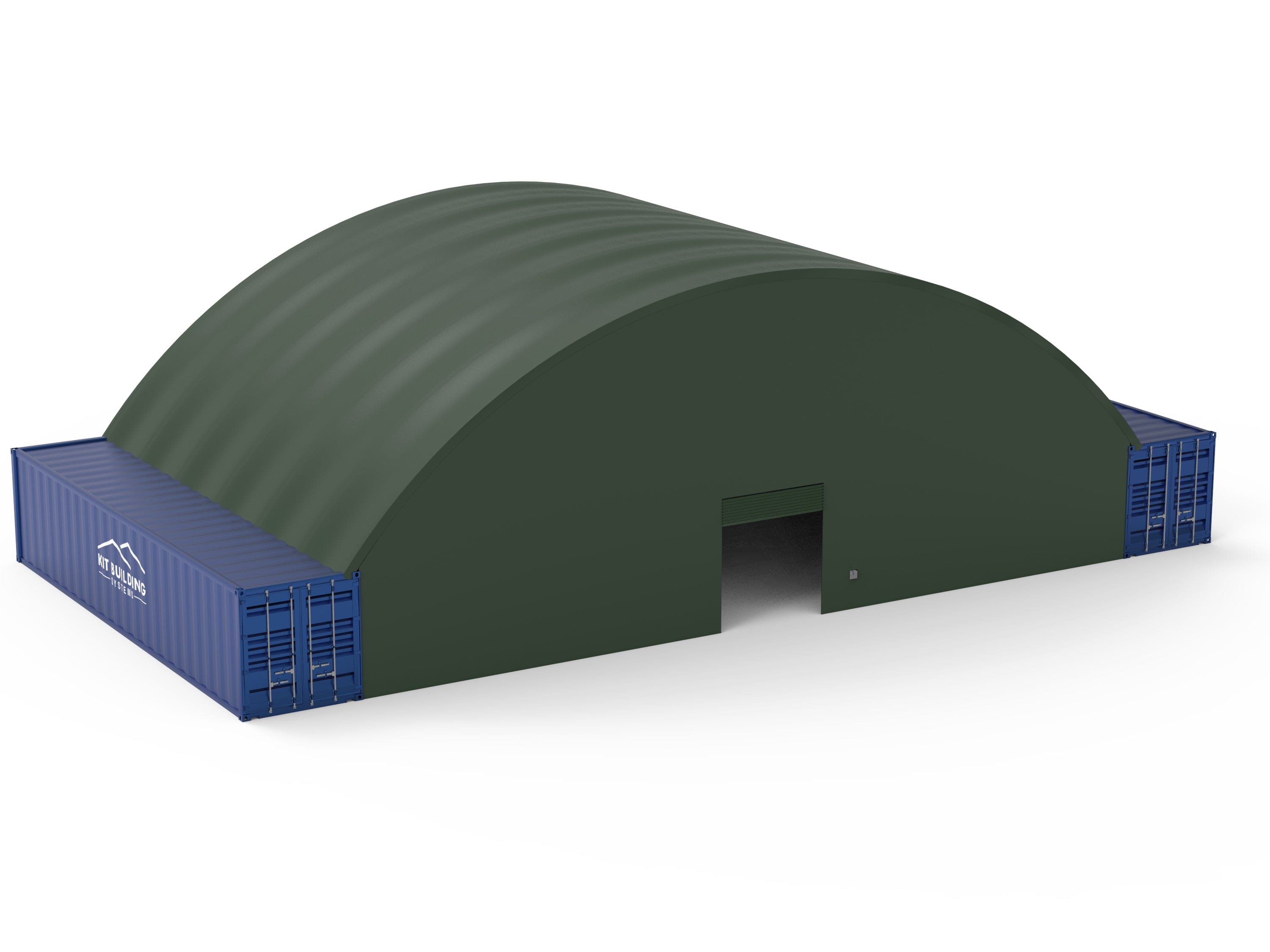 Kit Buildings Container Green Shelter Military Green / Back & Front Container Shelter - 60ft x 40ft x 15ft (18.3m x 12m x 4.5m)