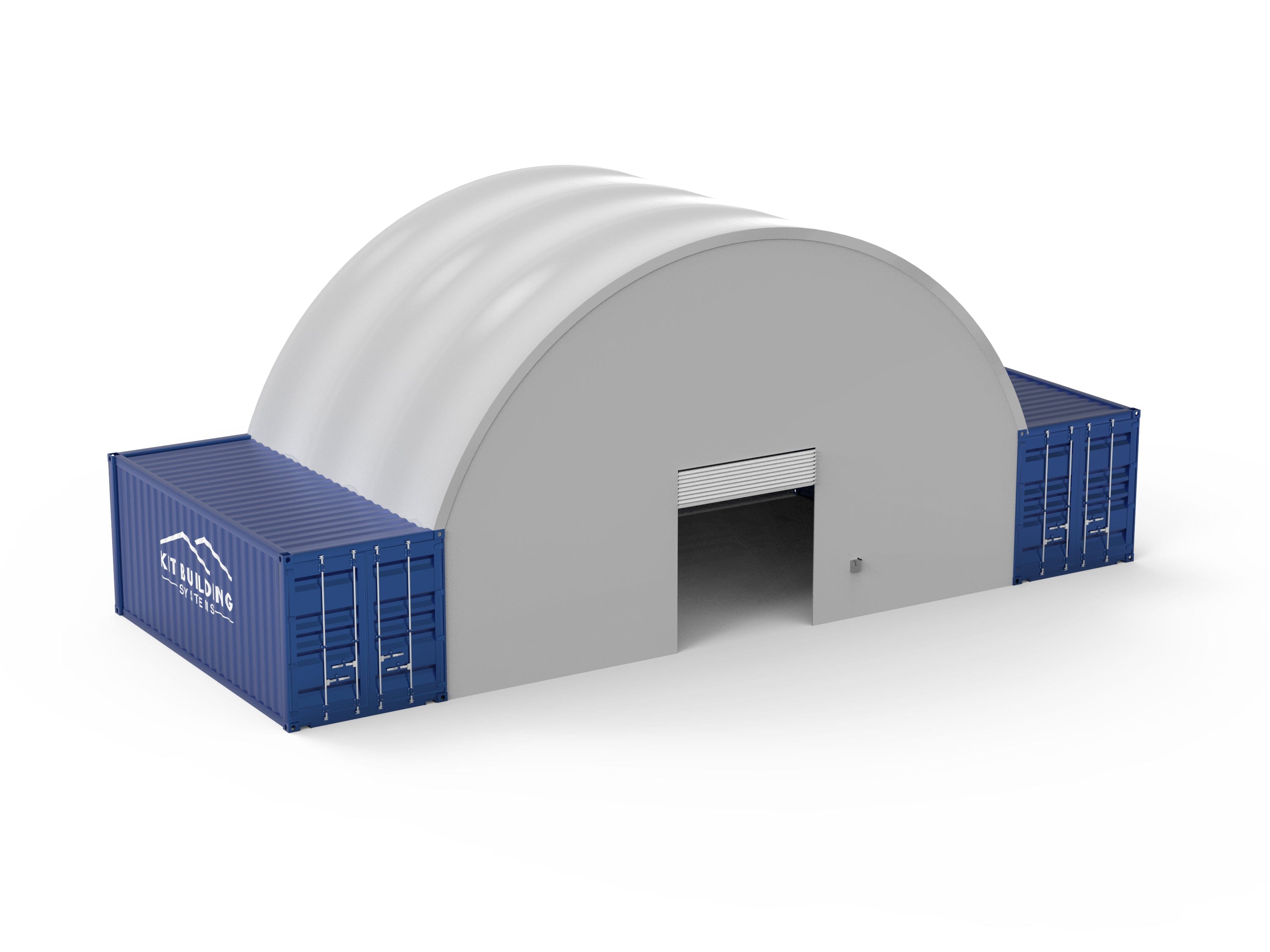 Kit Buildings Light Grey / Back & Front Panel with Winch Door Container Shelter - 33ft x 20ft x 12ft (10m x 6m x 3.6m)